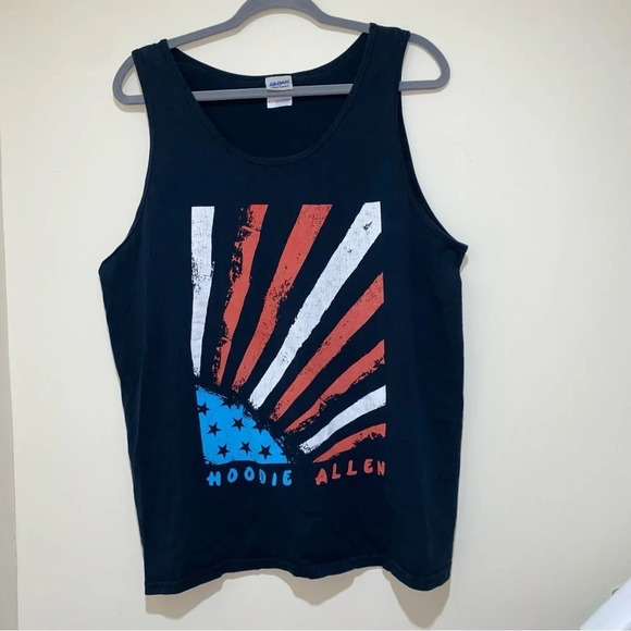 Men’s  Hoodie Allen 2013 Merch Tank Top with American Flag size L band rap merch - Picture 2 of 12
